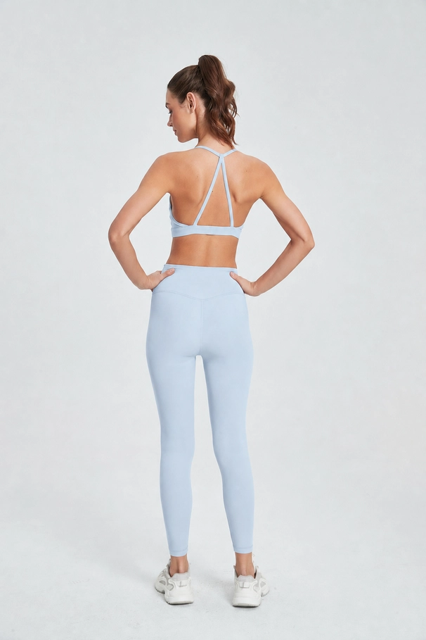 Luna Triangle-Back Sports Bra soft blue