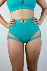 Sienna Super High Waist Garter Short Tiffany Blue