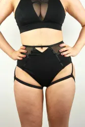 Sienna Super High Waist Garter Short Black