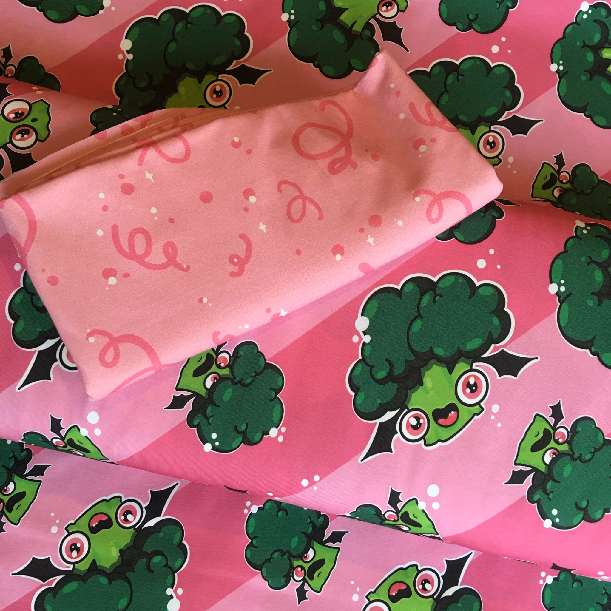 1m - BroccoliBats rosa -Pigmenttryck-
