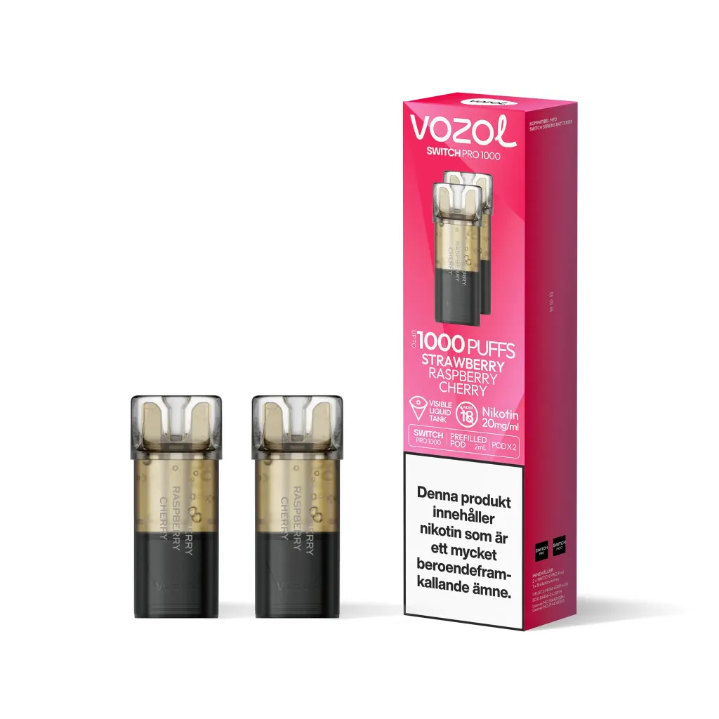 Strawberry Raspberry Cherry 20mg - Vozol Switch Poddar 2-pack