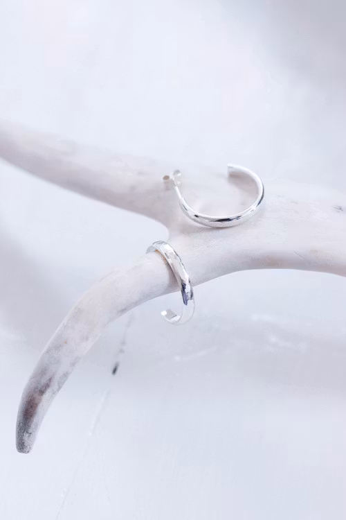 ''Mysk'' Hammered Silver Hoops