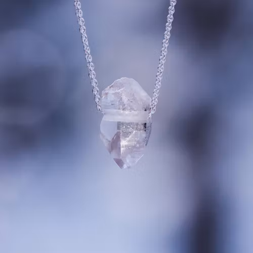 Silver necklace with a Swedish rock crystal