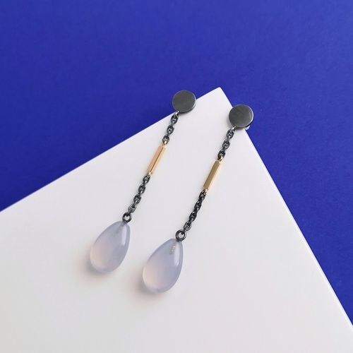 Stylus Earrings with Chalcedony