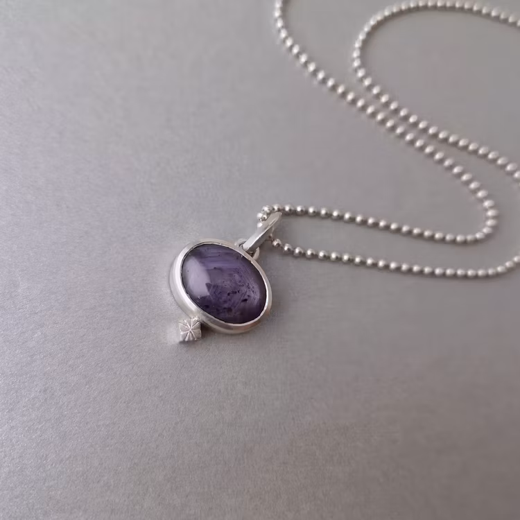 handmade pendant silver star sapphire handgjorda hängsmycke safir
