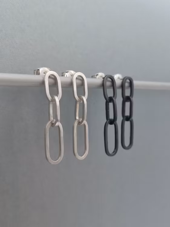 Handmade dangly chain earrings silver handgjorda dinglande kedja örhängen