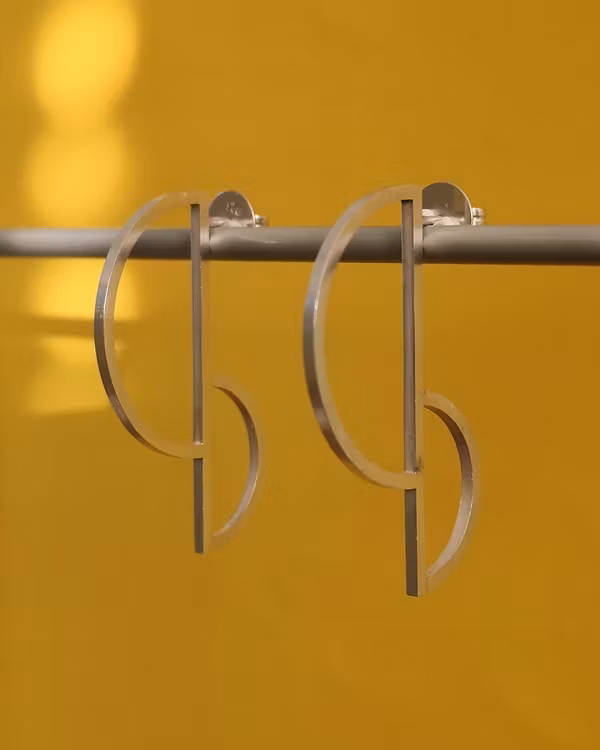 handmade geometric statement earrings silver handgjorda geometriska örhängen