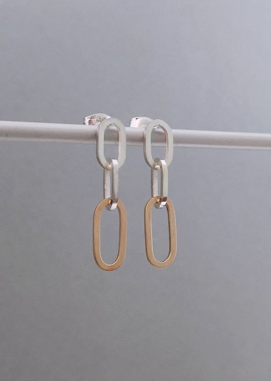 handmade chain earrings silver 18k gold handgjorda kedja örhängen silver 18k guld