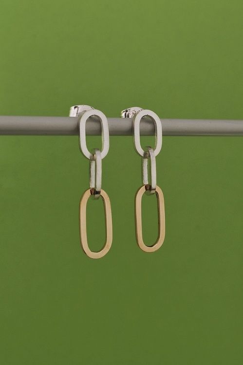 handmade chain earrings silver 18k gold handgjorda kedja örhängen silver 18k guld