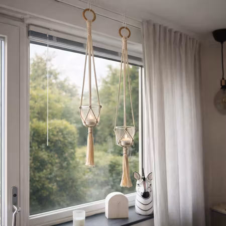 Hängande ljuslykta i makramé – set om 2