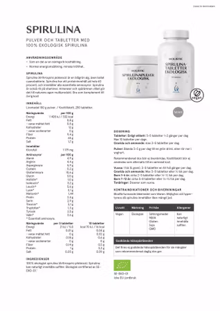 Spirulina ekologisk, 250 tabletter
