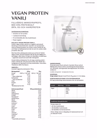 Vegan protein vanilj, 750g