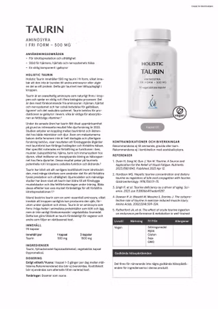 Taurin 500 mg, 90 kapslar