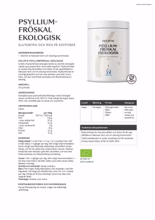 Psylliumfröskal ekologisk, 275 g