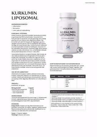 Kurkumin liposomal, 60 kapslar