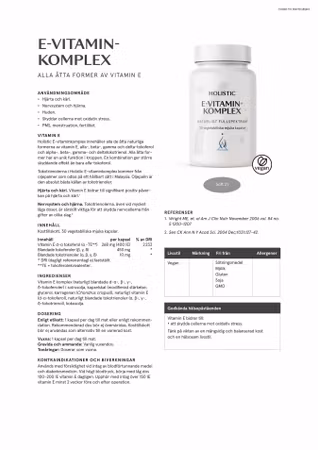 E-vitaminkomplex, 30 kapslar