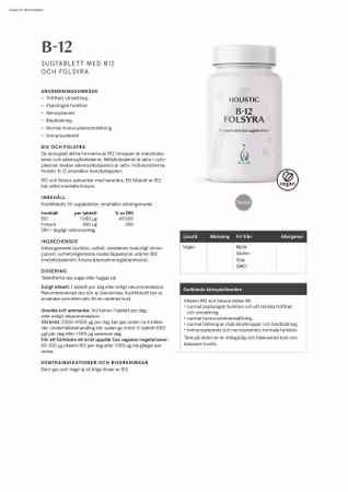 B12 Folsyra, 90 tabletter