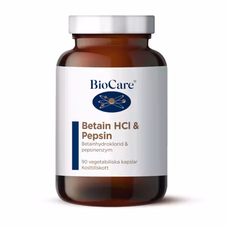 BioCare Vegansk Betain HCL & Pepsin 90 kapslar
