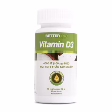 Vitamin D3+kokosolja 90 kapslar