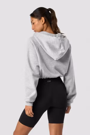 Everyday Cropped Hoodie Wmn Ljusgrå Melange