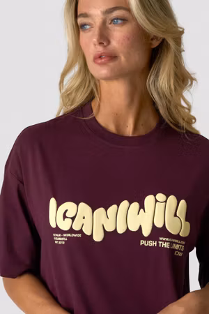 Överdimensionerad bomulls-T-shirt mörk mahogny