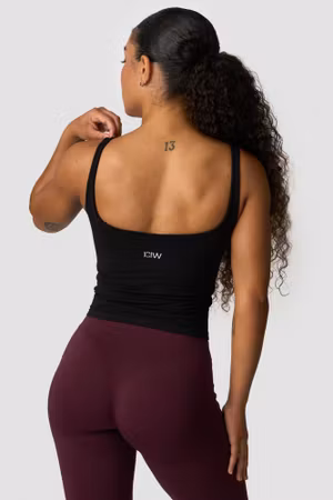 Smidig, sömlös 2-i-1-linne svart