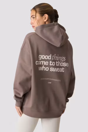 Vardaglig Avslappnad Hoodie Tryck Varm Grå