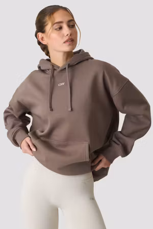 Vardaglig Avslappnad Hoodie Tryck Varm Grå