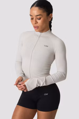 Sculpt Seamless 2-Way Zip LS Ljus Dusty Beige