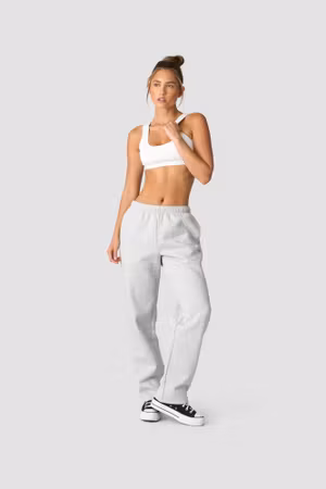 Raka Träningsbyxor Ljusgrå Melange Vardagliga