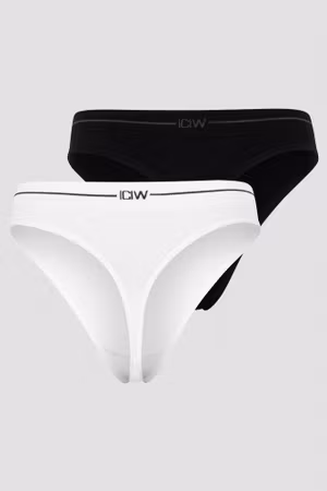 Everyday Seamless Thong 2-pack Svart/Vit