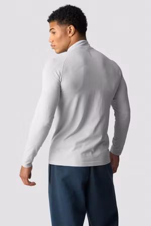 Essential Seamless 1/4 Zip Långärmad M Ljusgrå