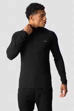Essential Seamless 1/4 Zip Långärmad M Svart