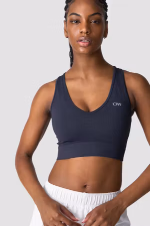 Ribbad Define Cropped V-ringad Linne Marinblå