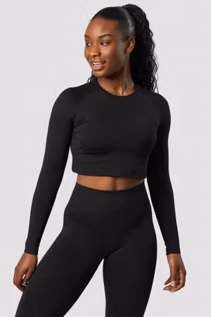 Impact Seamless LS Crop Top Svart