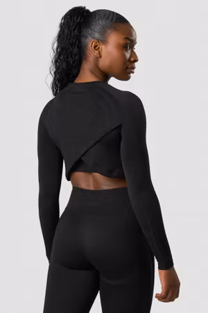 Impact Seamless LS Crop Top Svart