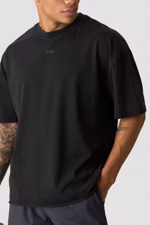 Stentvättad T-shirt Tryck M Stentvättad Svart