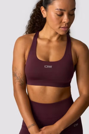 Slät sömlös sport-bh mörk mahogny