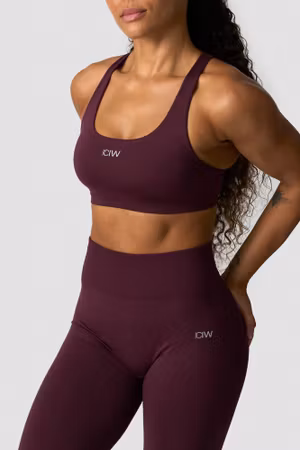 Slät sömlös sport-bh mörk mahogny