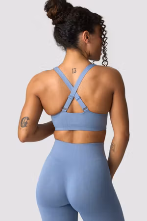 Smidig sömlös sport-bh metallblå