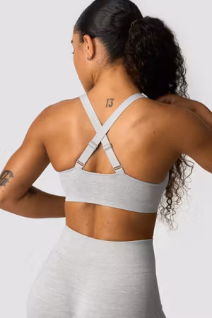 Slät sömlös sport-bh ljusgrå melerad