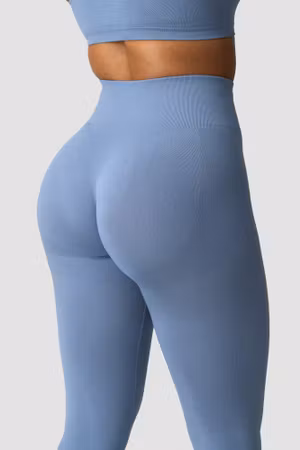 Släta Seamless Strumpbyxor Metallblå