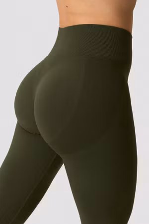 Släta Seamless Tights Mörk Khaki Grön