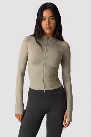 Sculpt Seamless 2-Way Zip LS Ljus Khaki Grön