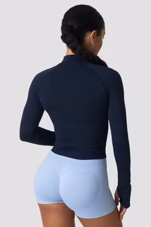 Sculpt Seamless 2-Way Zip LS Midnattsblå