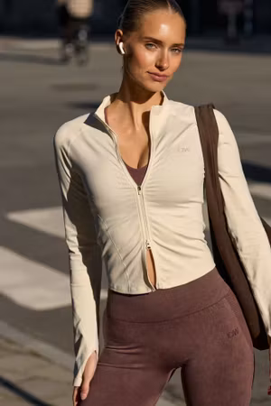 Sculpt Seamless 2-Way Zip LS Elfenbensvit