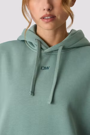 Everyday Relaxed Hoodie Print Ljus Mossgrön