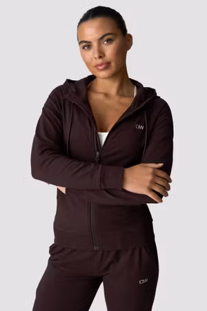 Aktivitets Zip Hoodie Wmn Mörkvinröd