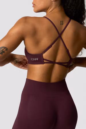 Slät sömlös sport-bh med axelband W mörk mahogny