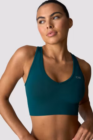 Ribbad Define Cropped V-ringad Linne Skogsgrön